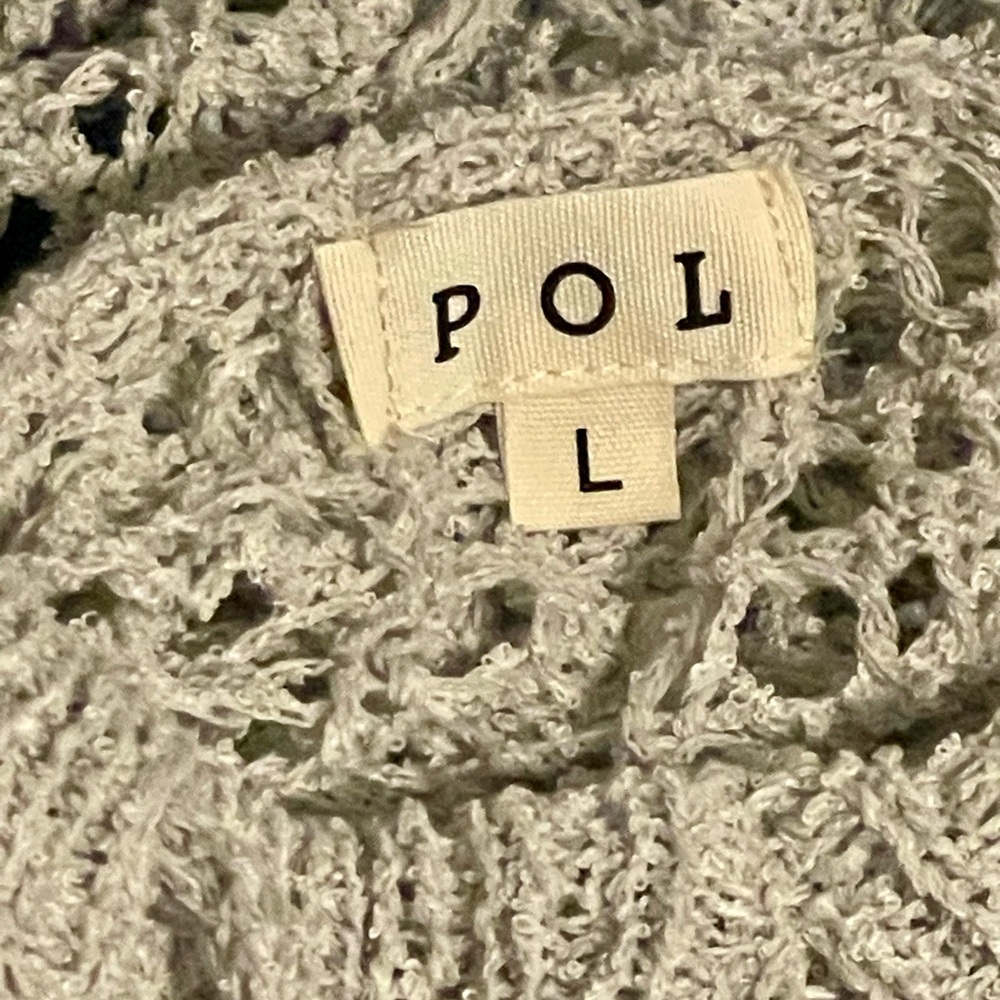 POL Openwork Knit Hooded Sweater in Gray, Size L, New - Picture 6 of 12